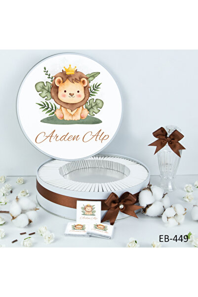 ARY Hediyelik 100 Adet İsme Özel Aslanlı Erkek Bebek Çikolatası