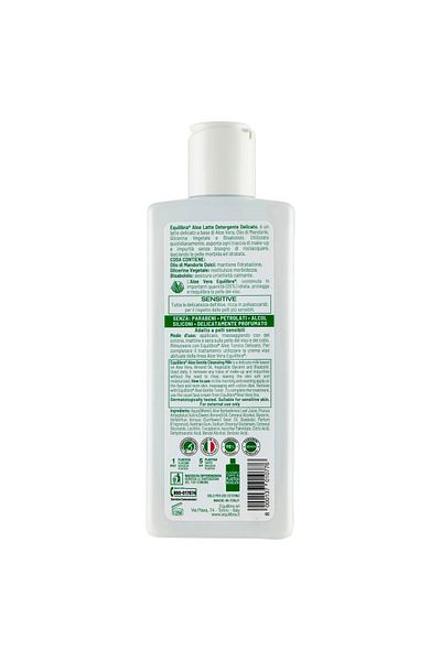 Equilibra Cleansing Milk for Skin Cleansing, Gentle Effect with Aloe Vera, 200 ml