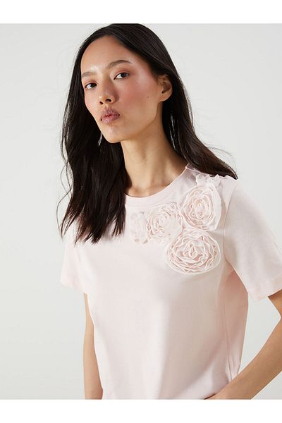 LC Waikiki Crew Neck Rose Embroidered Women's T-Shirt