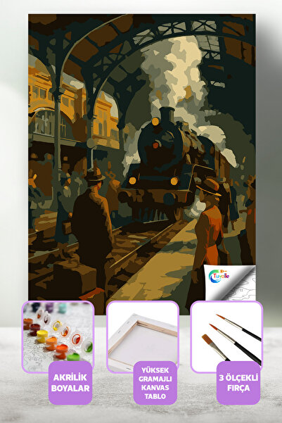 Tuvalle Son Durak Hatıralar Sayılarla Boyama Seti, Hobi Seti, 40X50 Tablo, Fı...