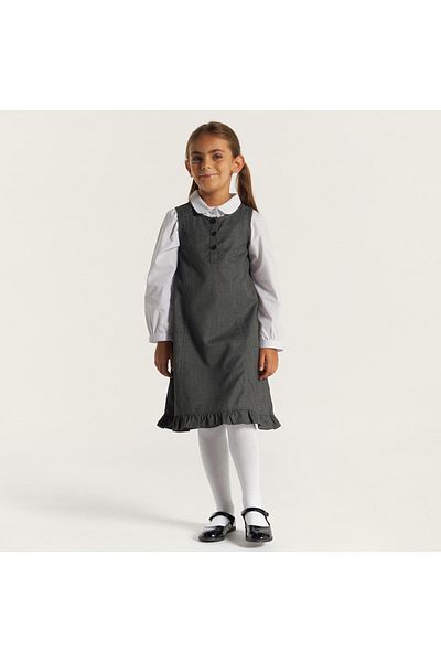 Juniors Solid Pinafore with Frill Hem