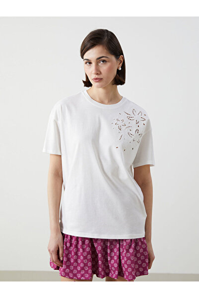 LC Waikiki Peak New Season Crew Neck Floral Embroidered Women's T-Shirt