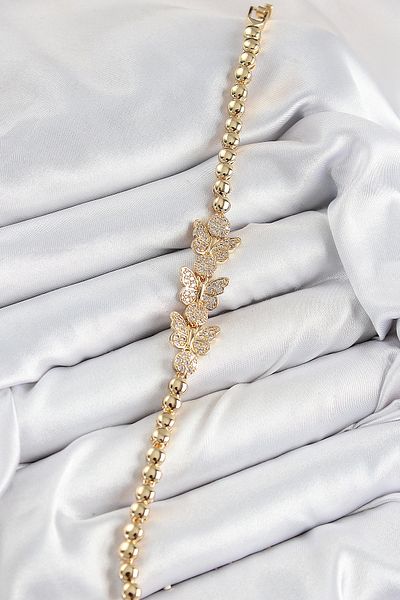 Clariss Brass Zircon Stone Butterfly Model Gold Color Women's Bracelet