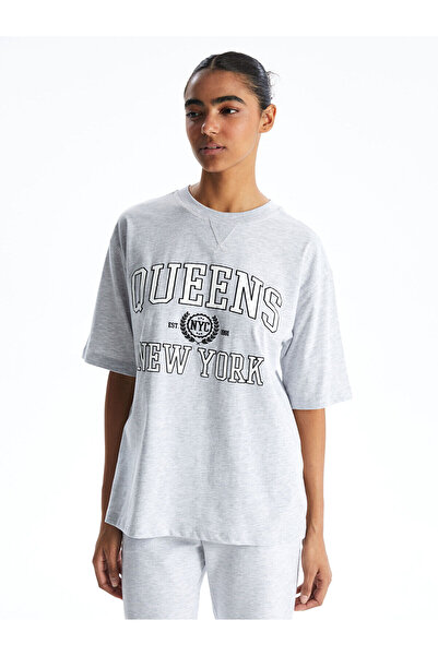 LC Waikiki Νέα σεζόν New York Printed Oversize Γυναικείο Tisort - S5GP34Z8