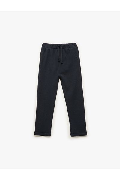 Koton Cotton Textured Basic Sweatpants with Tie Waist