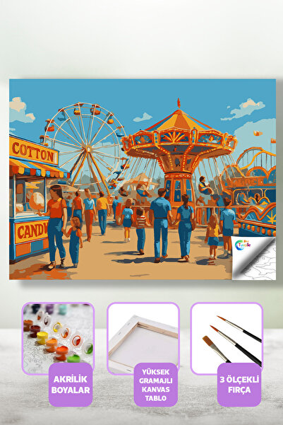 Tuvalle Lunapark Şeker Günleri Sayılarla Boyama Seti, Hobi Seti, 40X50 Tablo,...