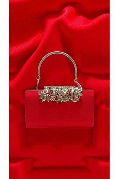 Butik Beyabags Zara Nubuck Fabric Metal Handle Evening Bag