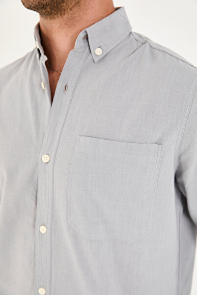 No Way Ανδρικό πουκάμισο Regular Fit 100% βαμβακερό με μονή τσέπη Flam Linen