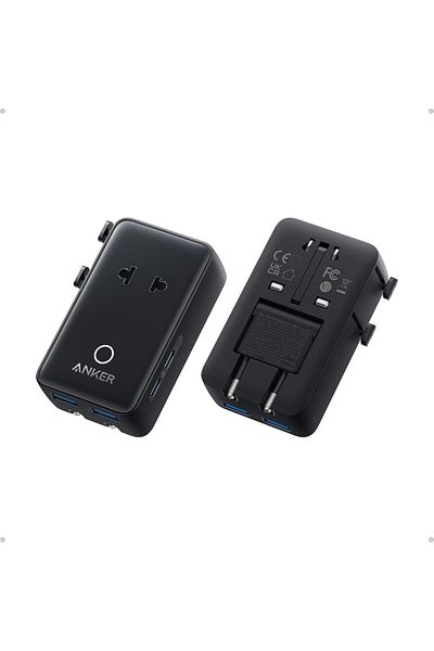 Anker Nano Travel Adapter, 5-Port Power Adapter with 1 AC, 2 USB-A, and 2 USB-C Ports, Smart Tempera