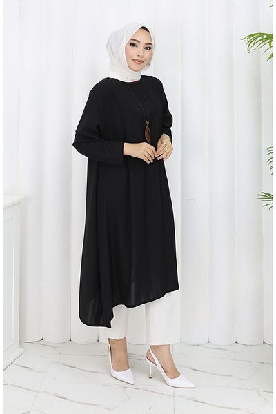 sefamerve Tunica casual din stofă creponată 1011-02 Liliac