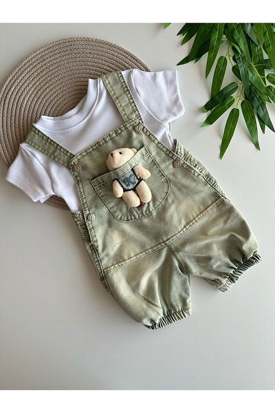 Cimcime Bebe Baby Denim Salopet White T-Shirt with Toys 2-Piece Set