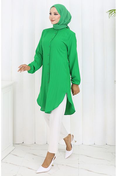 sefamerve Buttoned tunic 3118-06 emerald green