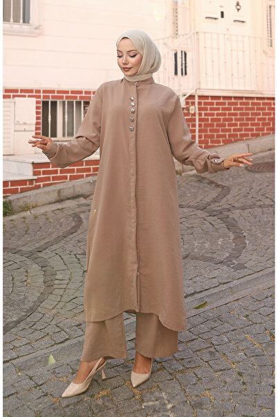 sefamerve Aerobin fabric tunic pants double set 2103-03 mink