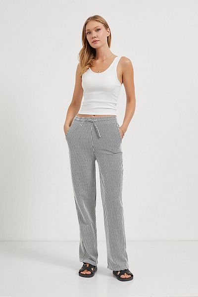 Arma Life Armalife 062 Striped Flexible Textured Women's Pants with Elastic Waist