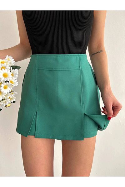 By Mop Double Slit Atlas Shorts Skirt Green S240364