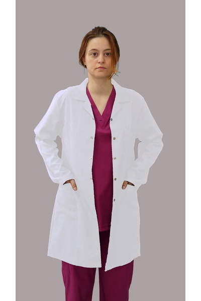 APEX TEKSTİL ياقة كلاسيكية بأكمام طويلة وطول طويل، زي مختبر الطبيب والممرضة و...