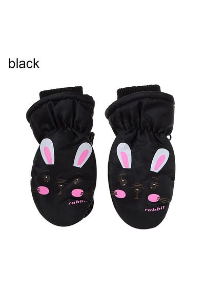 Choice black Kids Winter Ski Gloves Cartoon Rabbit Warm Mittens Non-slip Waterproof Windproof Outdoor Sport