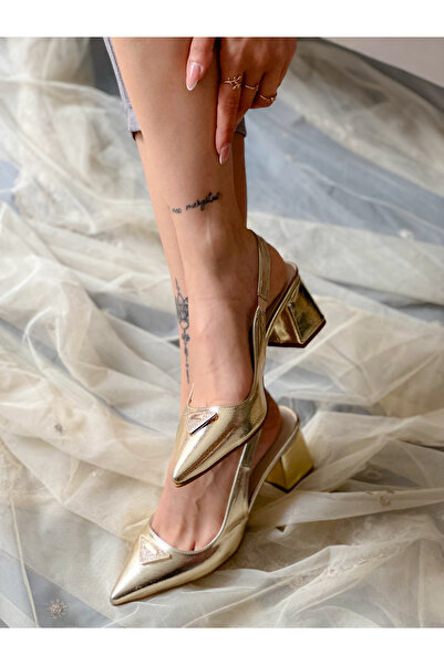 BERFONA Prag Gold Metal 5 cm Heel Sandals Shoes