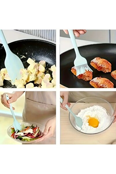 Felis Arte 5 Piece Silicone Set, Heat Resistant, Flexible, Water Green