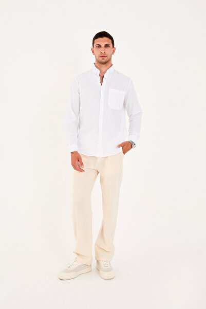 No Way Ανδρικό πουκάμισο Regular Fit 100% βαμβακερό με μονή τσέπη Flam Linen