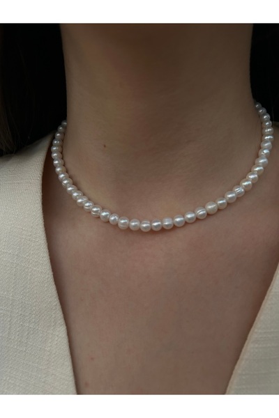 Leorat Store Gerçek İnci Kolye Minimal 5mm- 6mm