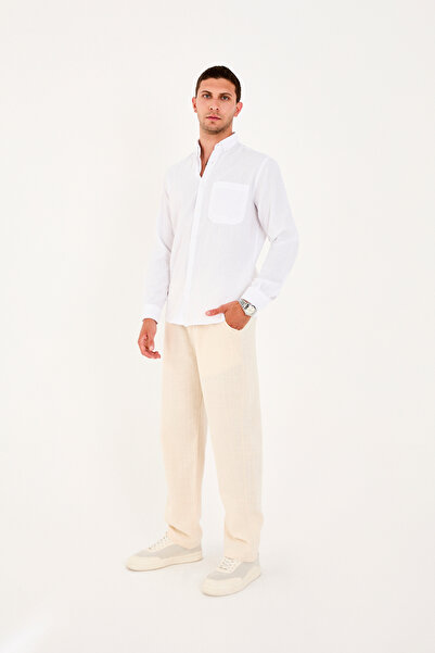 No Way Ανδρικό πουκάμισο Regular Fit 100% βαμβακερό με μονή τσέπη Flam Linen