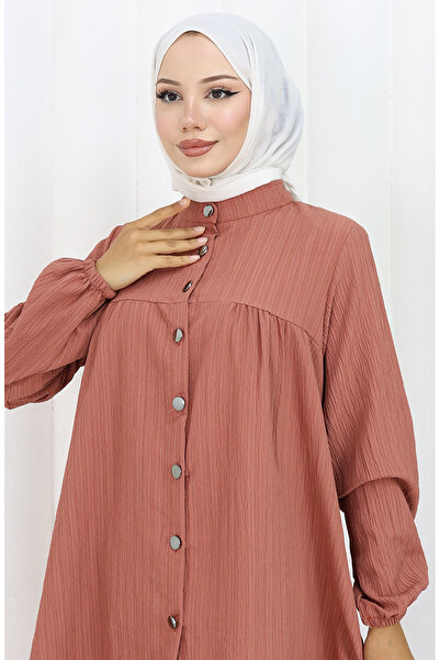 sefamerve Double buttoned tunic pants double set 2108-04 dusty rose