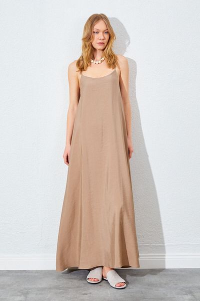 EDITION WOMAN Mink U-Neck Casual Modal Dress - Ek100281262