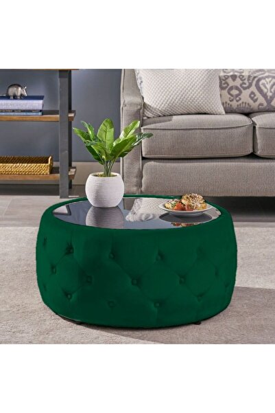 Kardeşler mobilya camlı oval puf, orta sehpa, camlı sehpa, dekoratif orta puf...