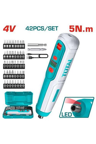 TOTAL Total TSDLI0403 4V Cordless Screwdriver Set with Bits