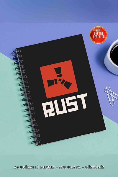 SevindirenŞeyler Rust A5 Metal Spiral Unlined Cardboard Cover Planner Notebook