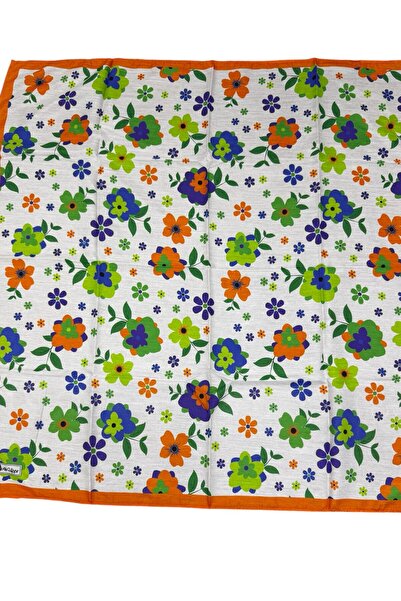 mih avm وشاح أطفال أبيض وبرتقالي على شكل زهرة للبنات (75*75 سم)