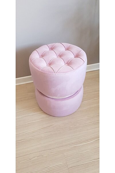 ART HEDİYE Modern Chesster Puf Leke Tutmaz Silinebilir Kadife Pembe Kumaş Kro...