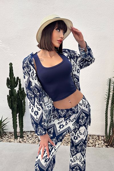 New Now Patterned Burumluk Kimono Set