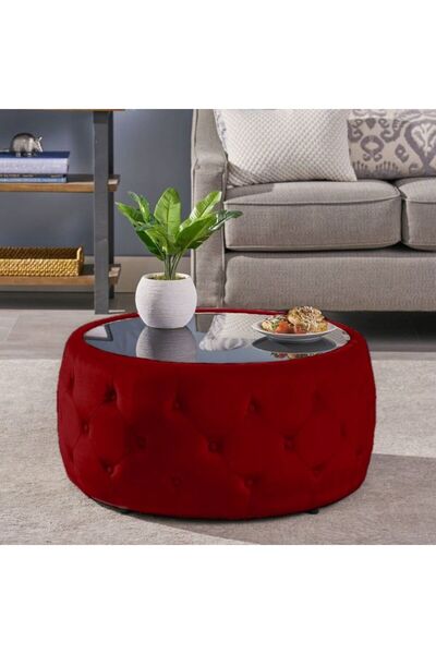 Kardeşler mobilya camlı oval puf, orta sehpa, camlı sehpa, dekoratif orta puf...