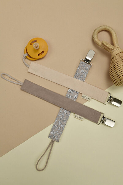 e&f Store 3'lü Emzik Askısı Seti - Bej - Vizon - Taş Rengi Çiçekli