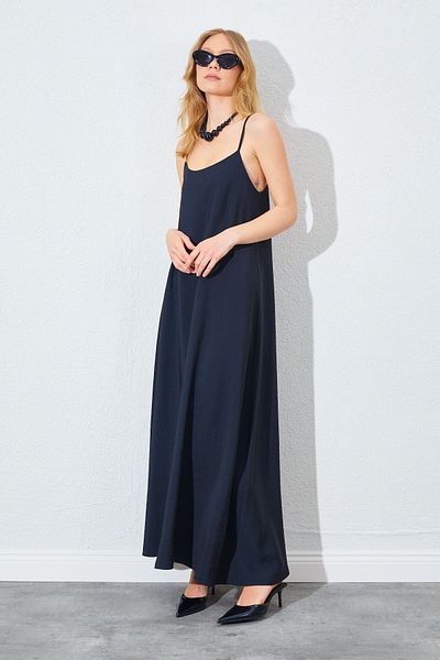 EDITION WOMAN Black U-Neck Casual Modal Dress - Ek100281262