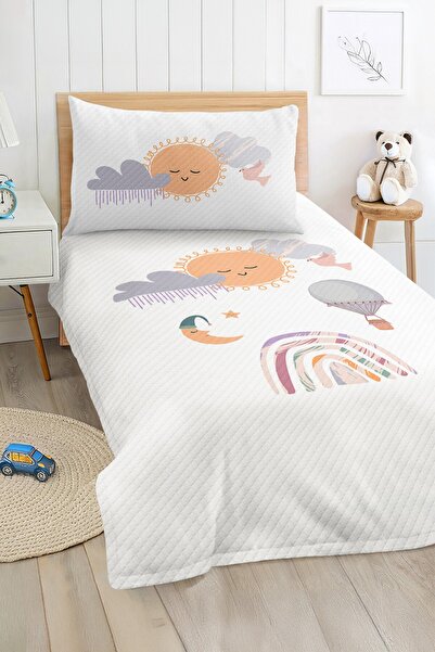 Realhomes مجموعة بيكيه مفردة للأطفال والرضع بنمط السماء الباستيل وقوس قزح