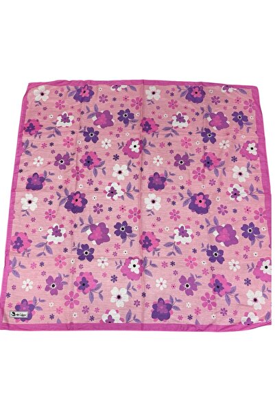 mih avm Kız Çocuk Çiçek Temalı Pembe, Mor Çocuk Eşarp (75*75cm)