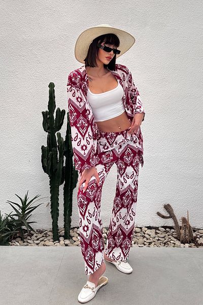 New Now Patterned Burumluk Kimono Set