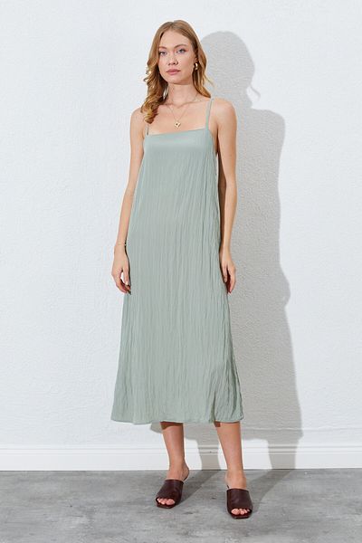 EDITION WOMAN Sage Crinkle Long Dress with Strap - EK100285125