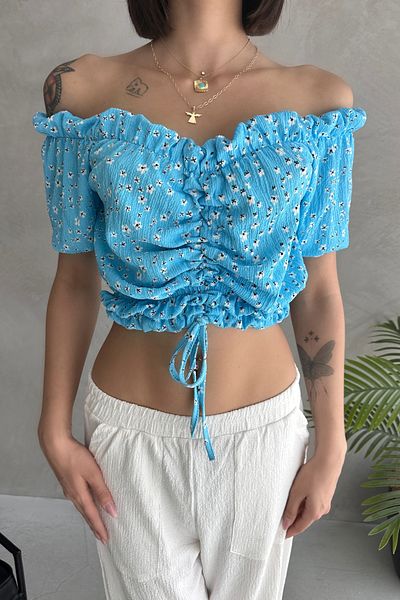 New Now BLUZĂ MADONNA CU GĂLĂ DE VARĂ CU MODEL DE FLORI