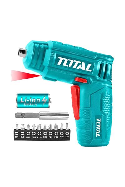 TOTAL 4V Screwdriver Drill with Screwdriver Bits - Total TSDLI0402