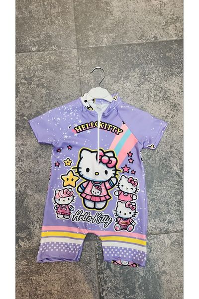 ARBİ kids Female Child Hello Kitty Purple Zipper Jumpsuit Swimsuit
