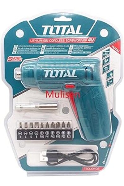 TOTAL 4V Screwdriver Drill with Screwdriver Bits - Total TSDLI0402
