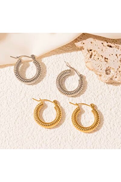 monalisatoka Kadın Gold Gümüş Tırtıllı Balta Küpe 2 Çift