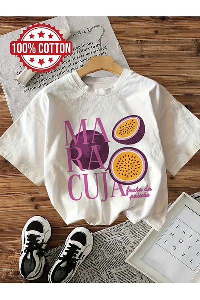 AEMİ Unisex Maracuja Printed Oversize Crew Neck T-Shirt