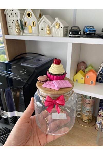 hediye atölyesi Seramik vernikli 500ml Cupcakek kavanoz