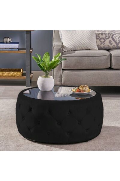 Kardeşler mobilya camlı oval puf, orta sehpa, camlı sehpa, dekoratif orta puf...