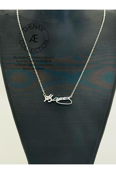 Daynav Ataturk Signed Stone Silver Necklace